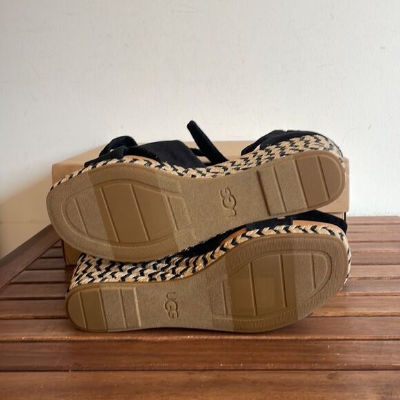 UGG Yarrow Espadrille Wedge Sandals Black Women Size 7.5/UK 5.5/EU 38.5 - Picture 10 of 13